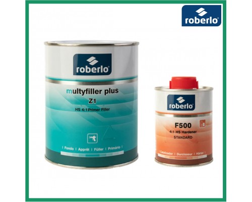 ROBERLO MULTYFILLER PLUS Z-1 Грунт-наполнитель, светло-серый 1 л + F500 отвердитель 0,25 л (комплект)